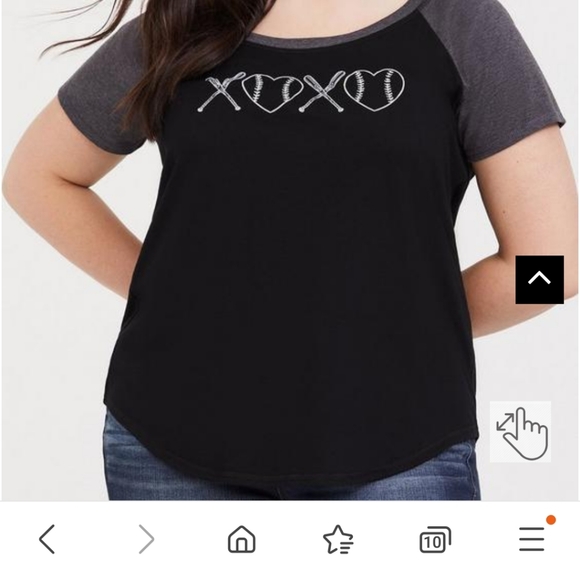 Torrid XOXO Black & Slate Grey Classic Fit Baseball Tee sixe 00 - Picture 4 of 5